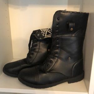 Black combat boots